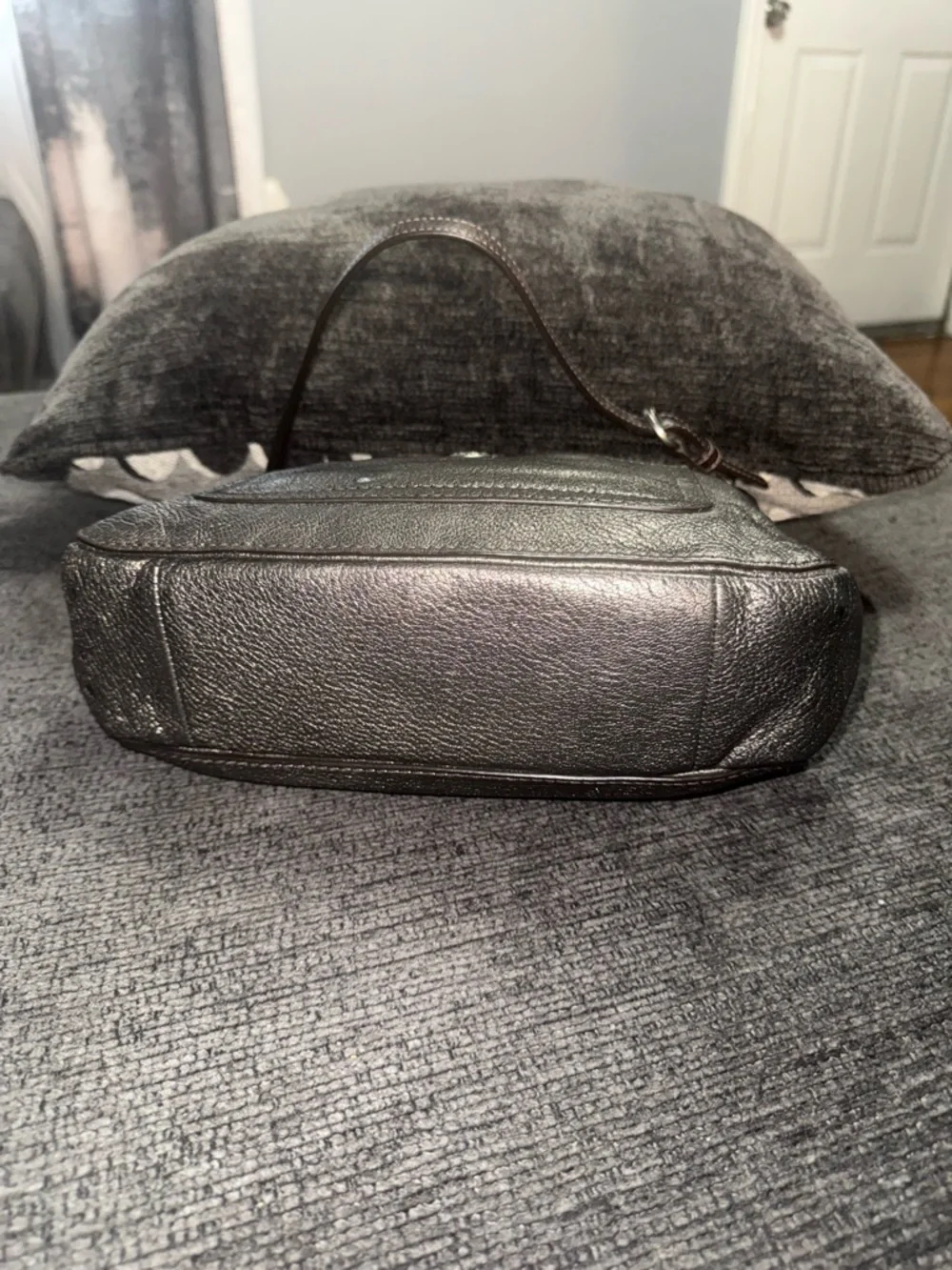 Y2K Coach Chelsea Metallic Silver Leather Shoulder Bag Mini Baguette 2007